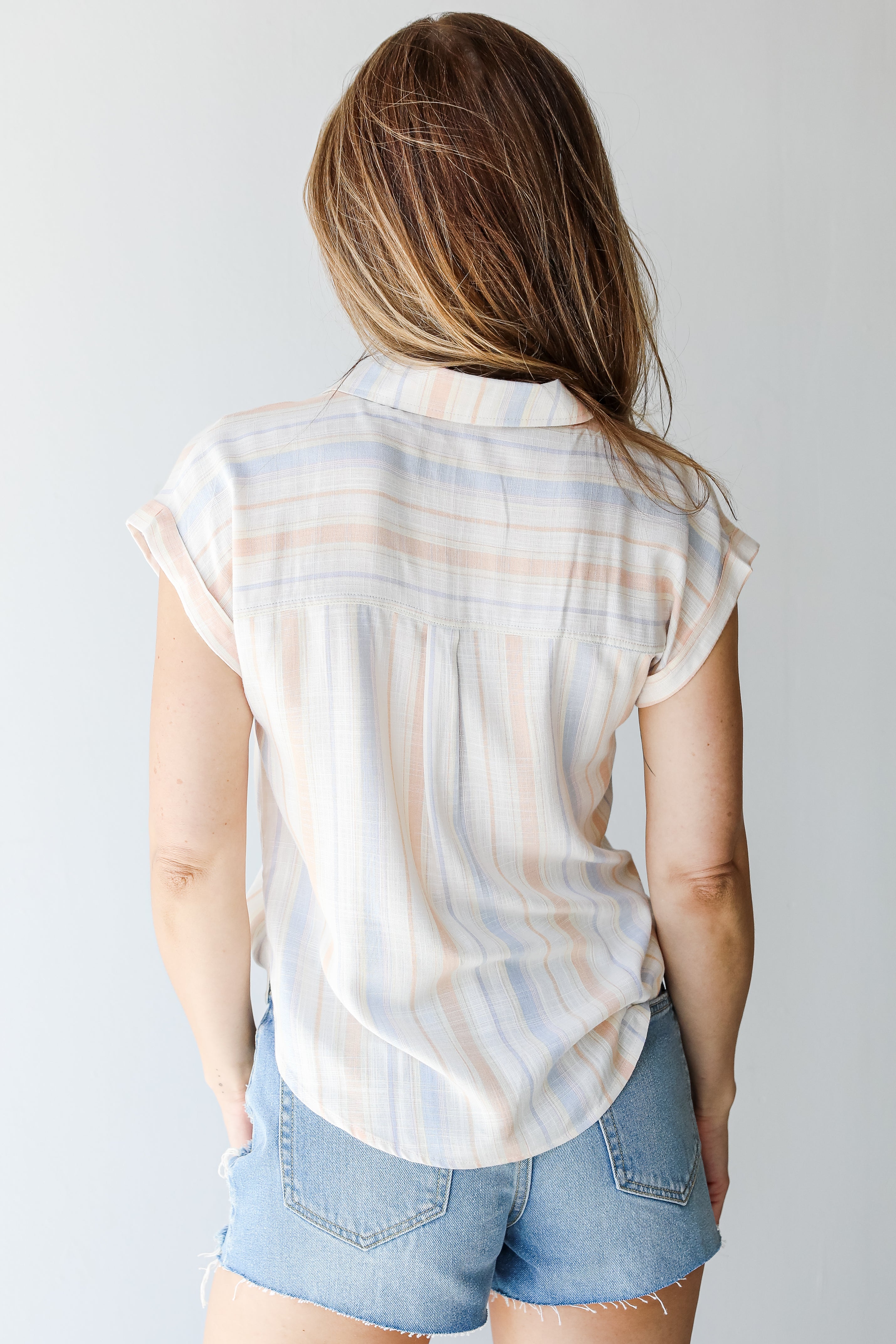 Striped Button-Up Blouse back view