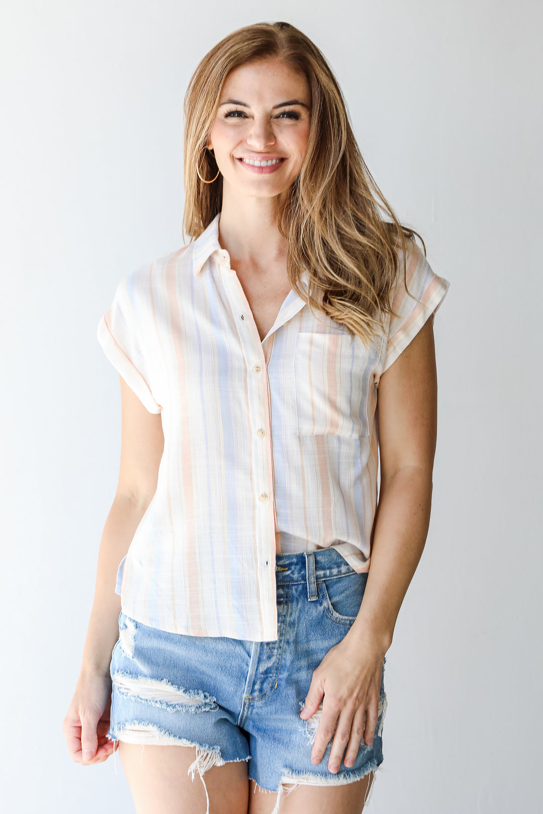 Striped Button-Up Blouse