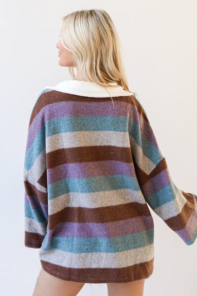 Striped Collared Top back view