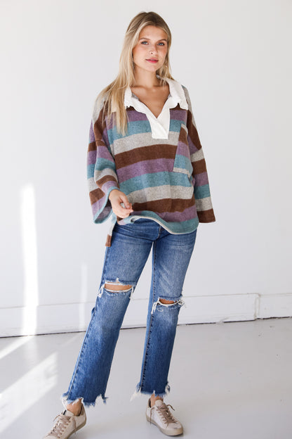 Striped Collared Top on dress up model