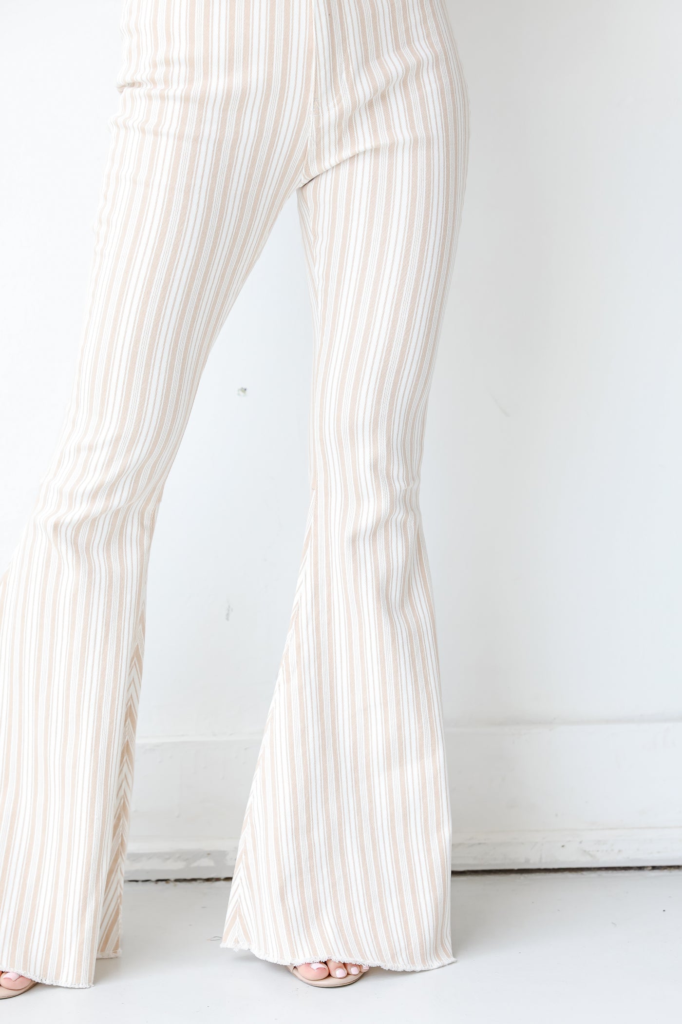 Striped Flare Jeans close up