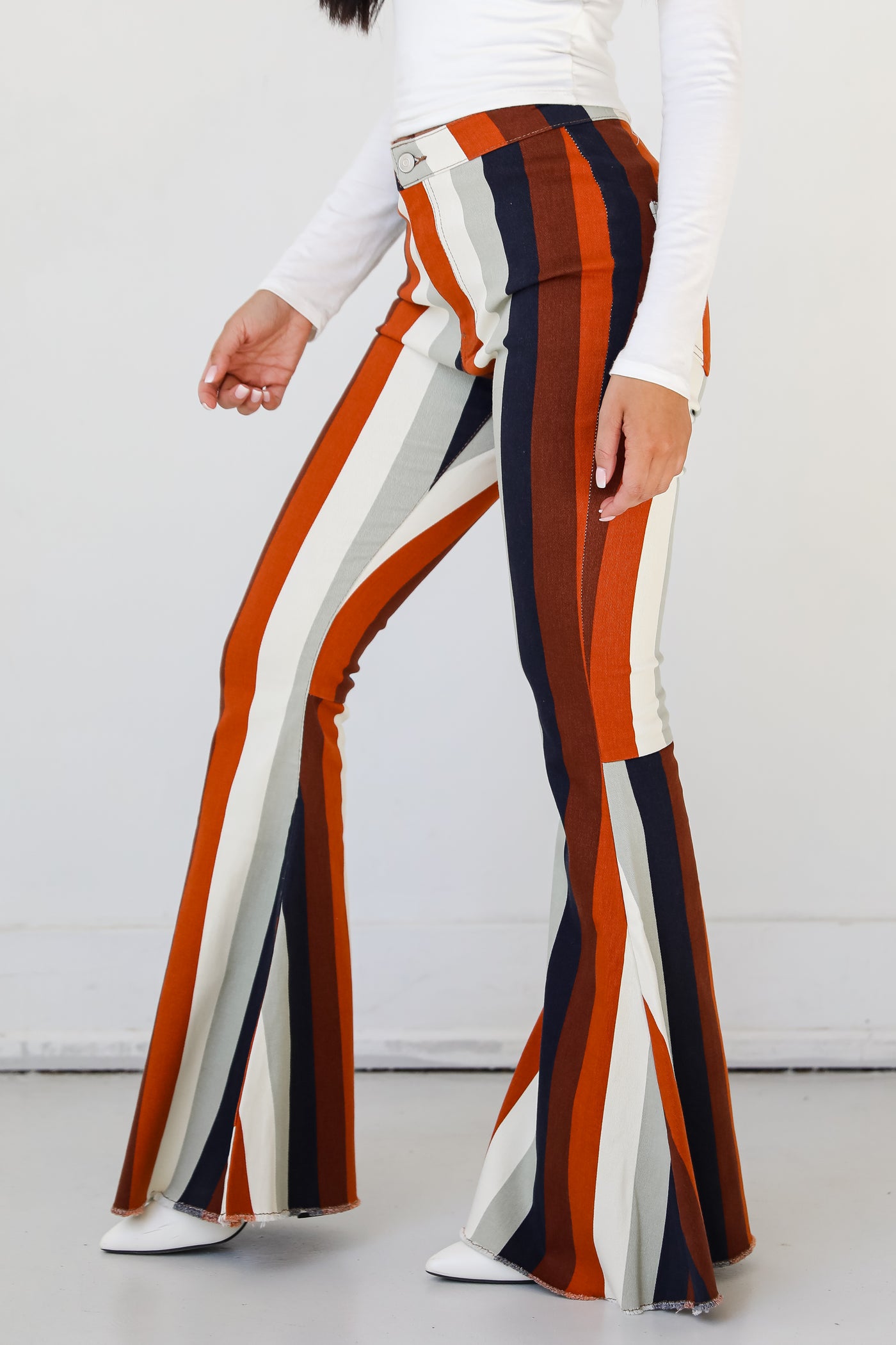 Striped Flare Jeans side view