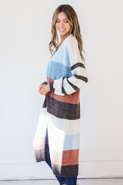 Cozy Striped Sweater Cardigan side view