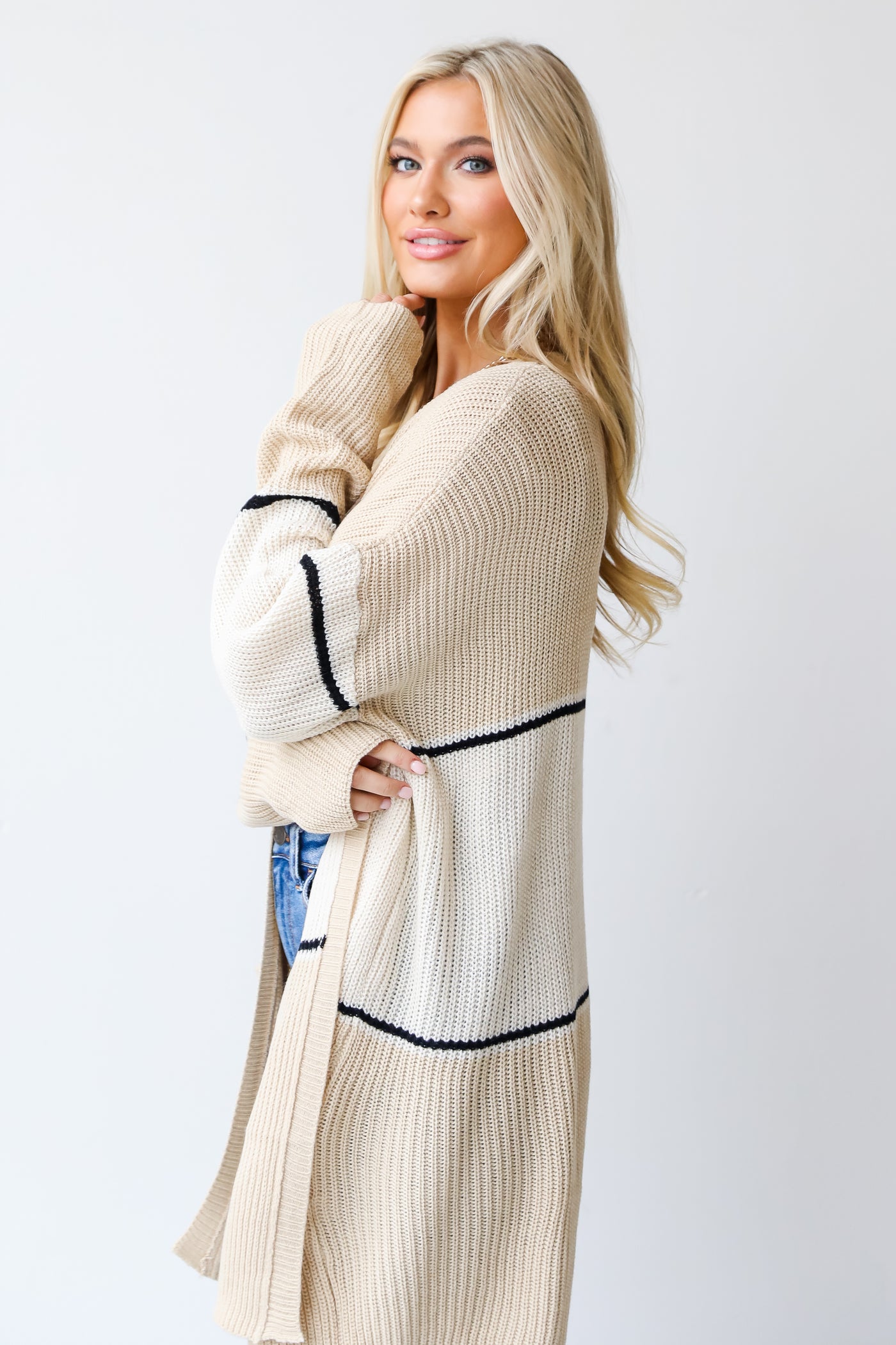 Striped Cardigan side view