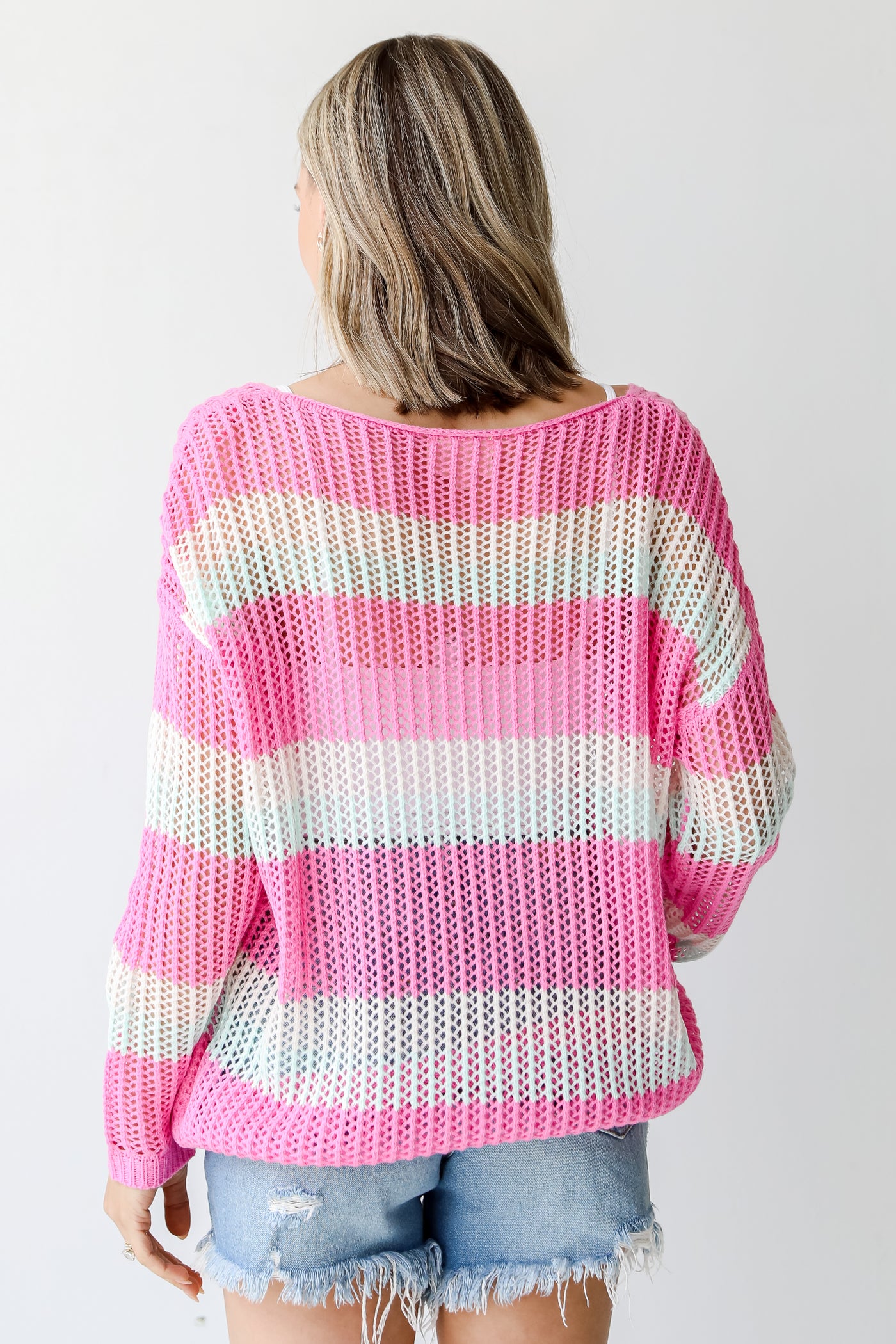 Striped Loose Knit Top back view
