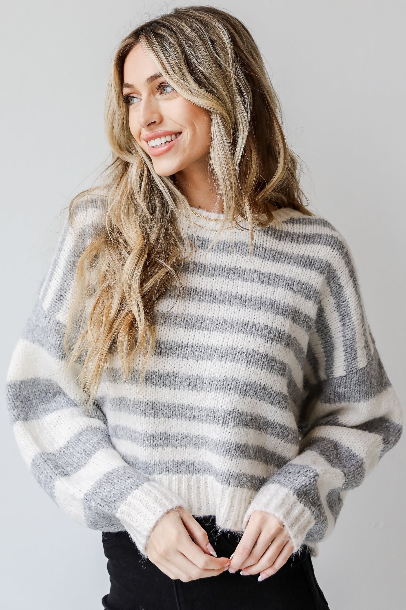 Striped Sweater in heather grey