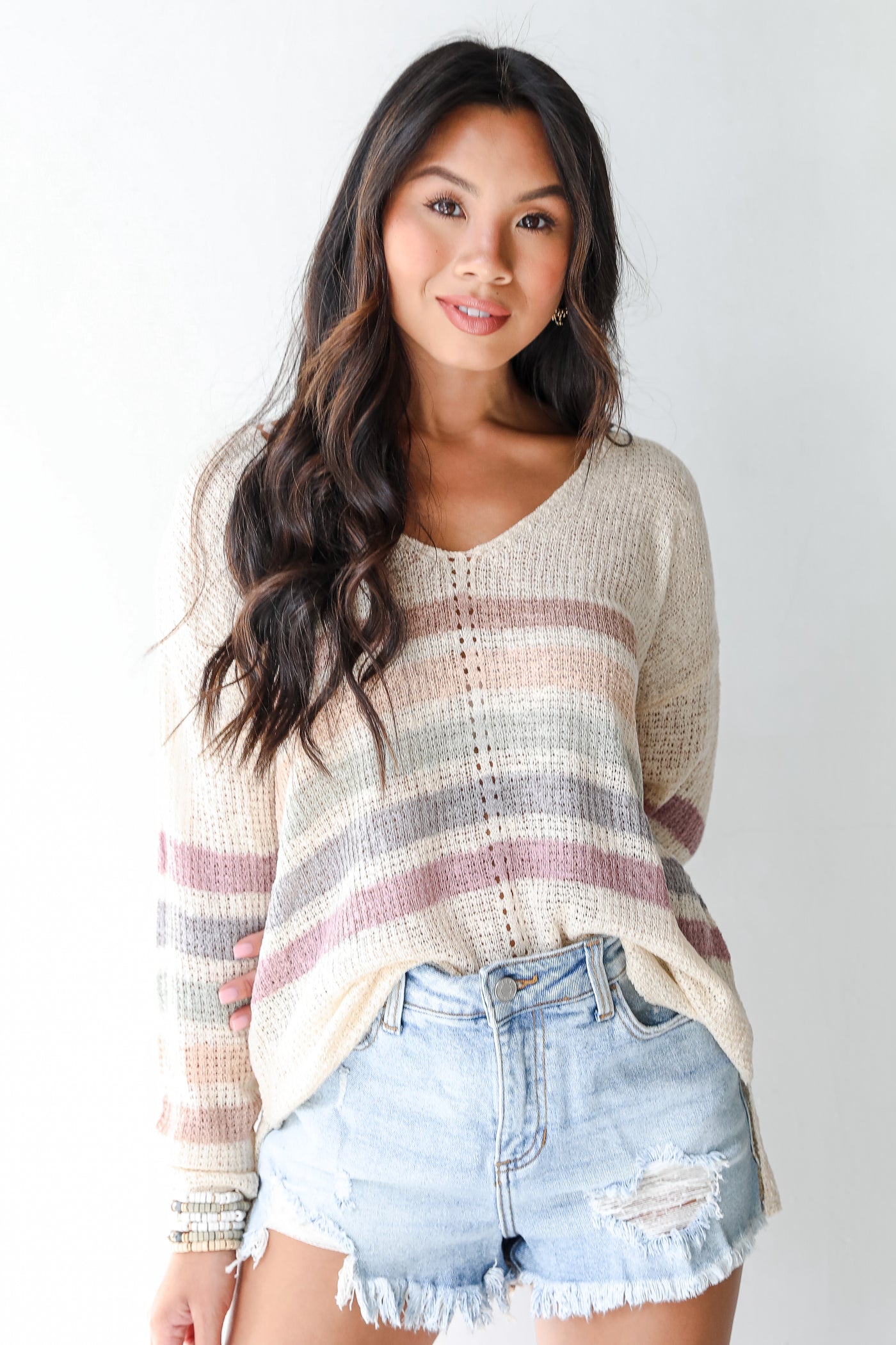 Striped Knit Top front view