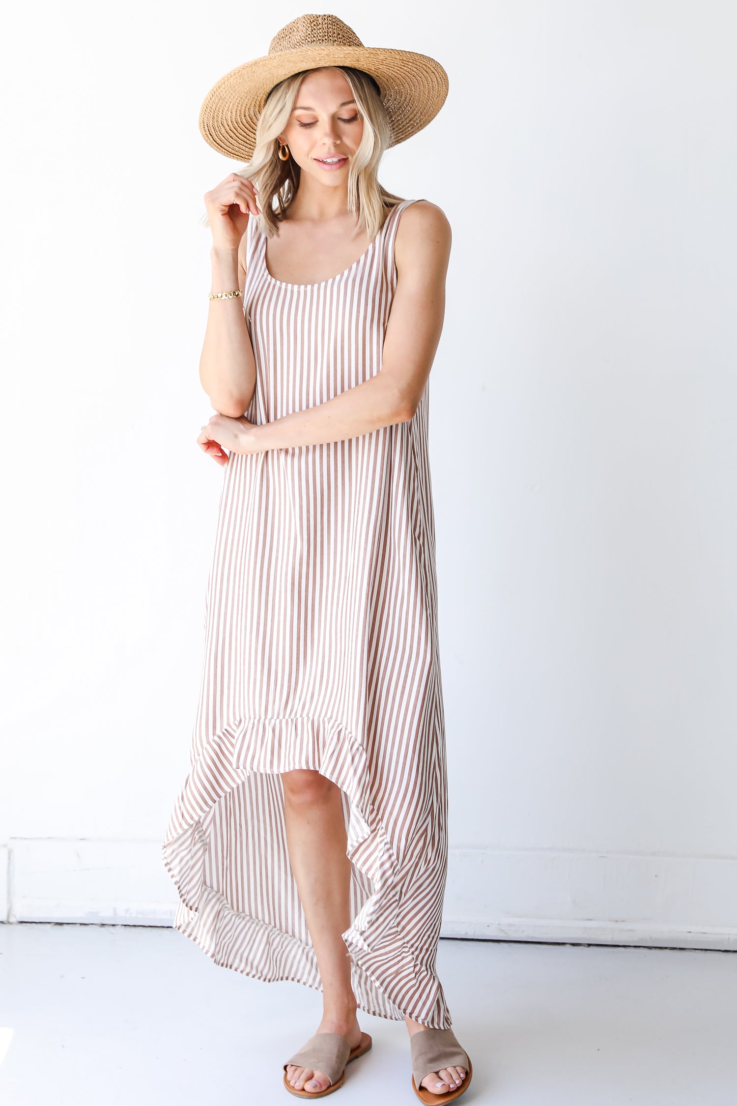 Sweet Surprise Striped Ruffle Maxi Dress