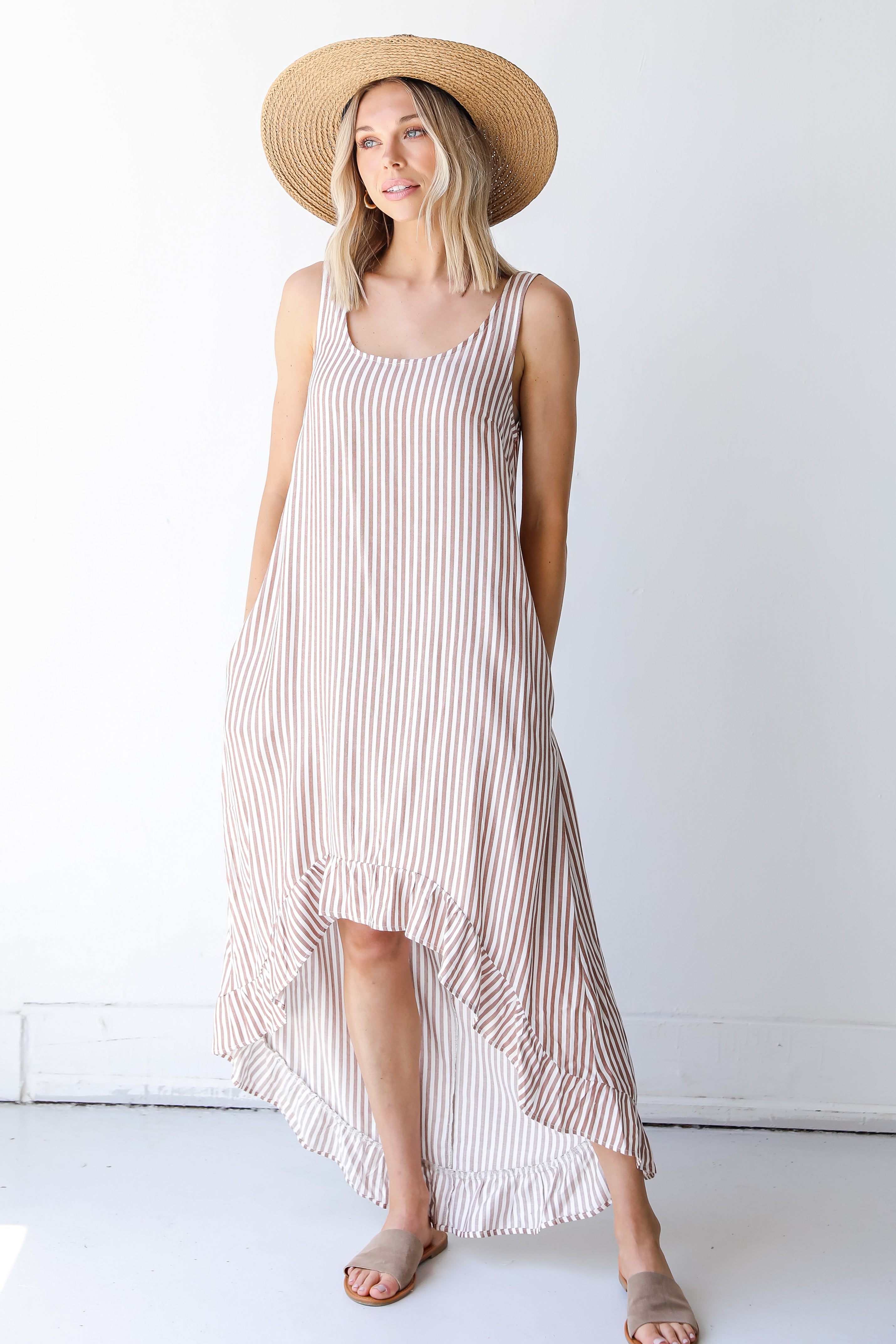 Sweet Surprise Striped Ruffle Maxi Dress