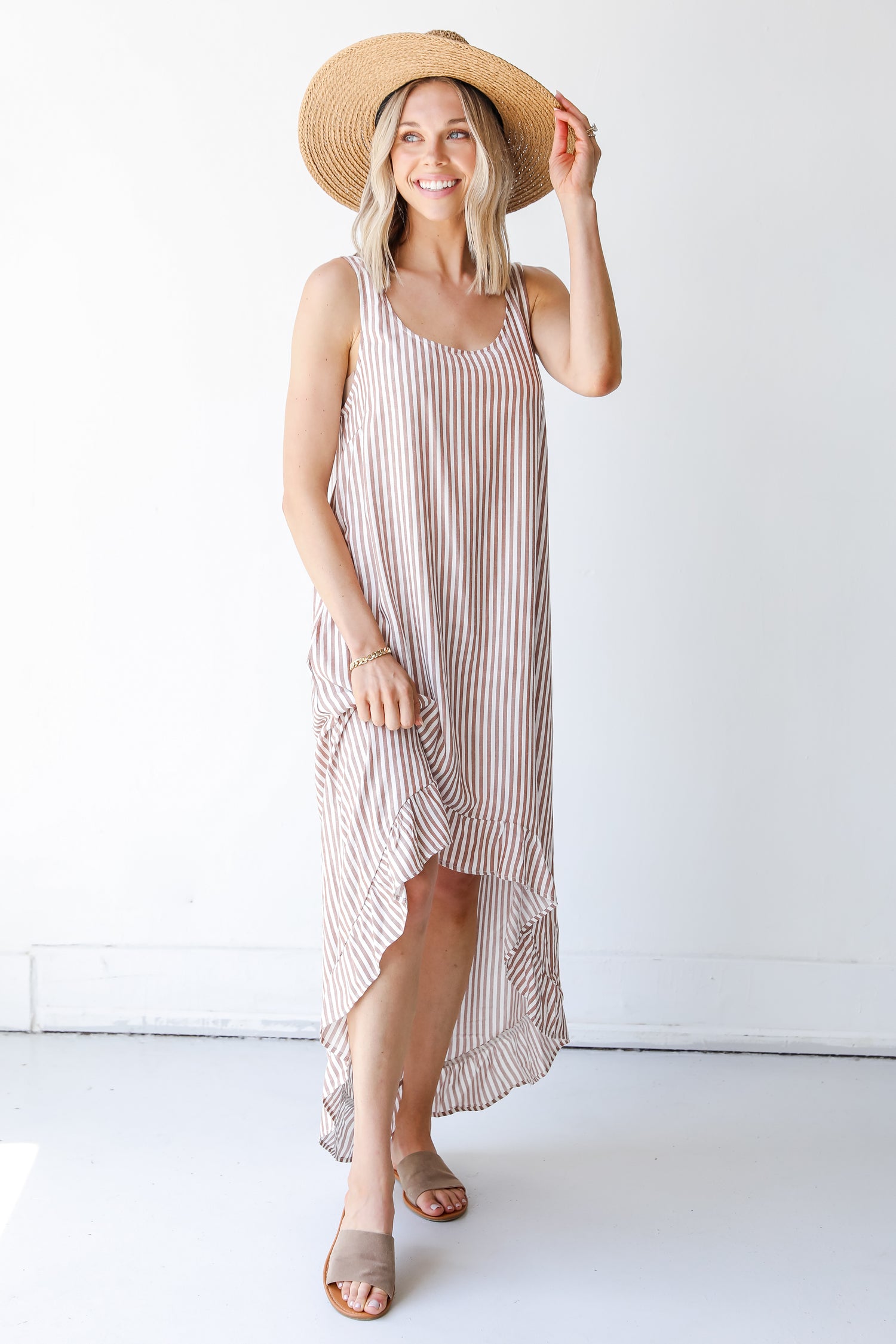 Sweet Surprise Striped Ruffle Maxi Dress