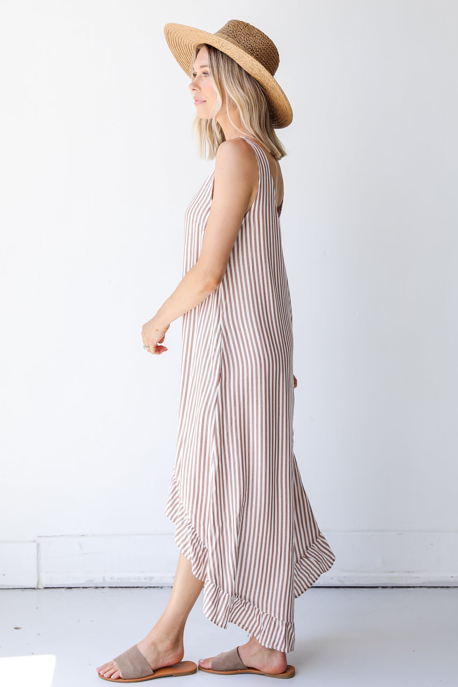Sweet Surprise Striped Ruffle Maxi Dress