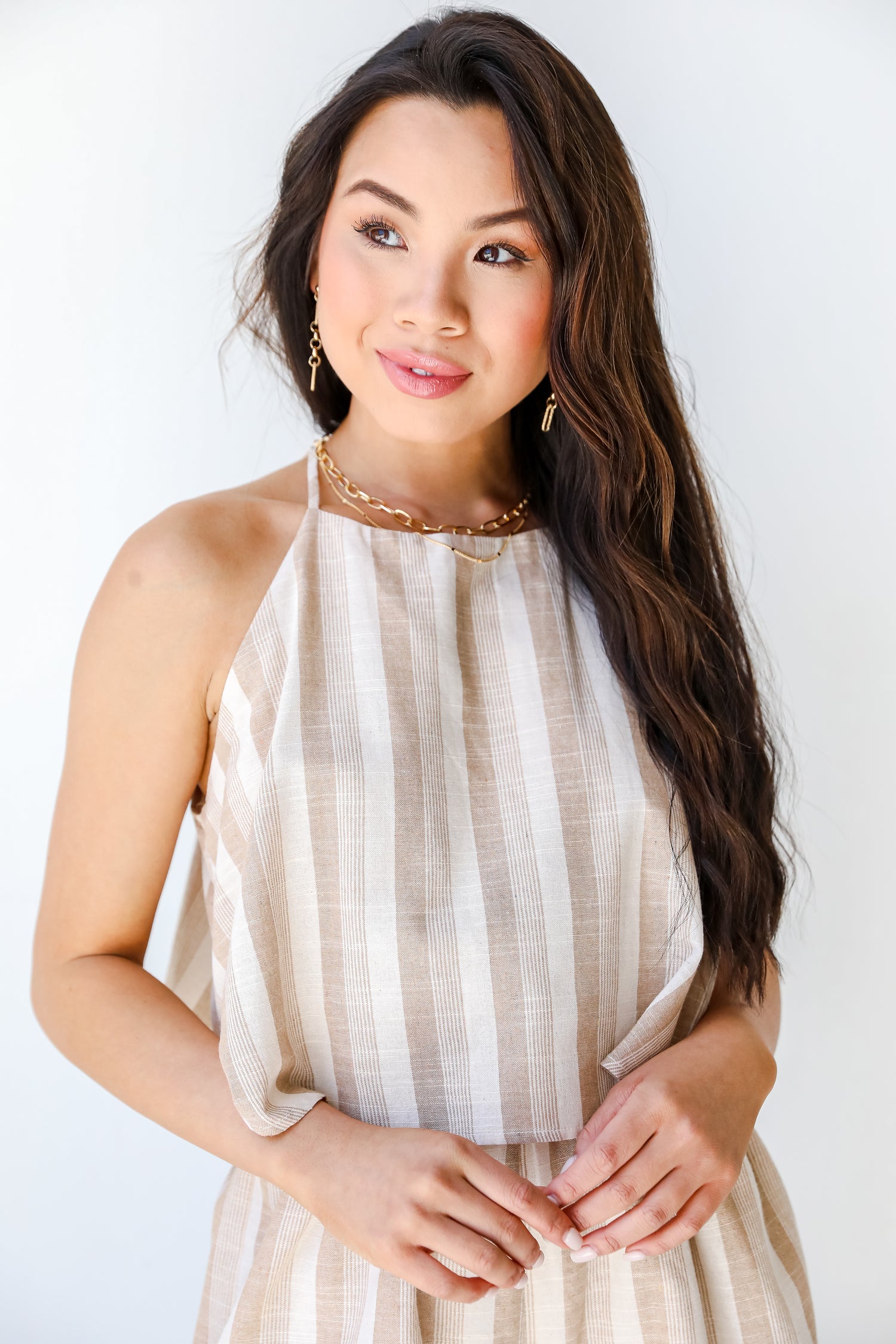 Striped Romper on model