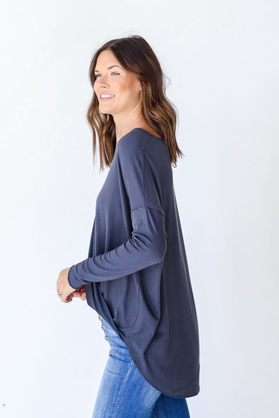 Surplice Top in charcoal side view