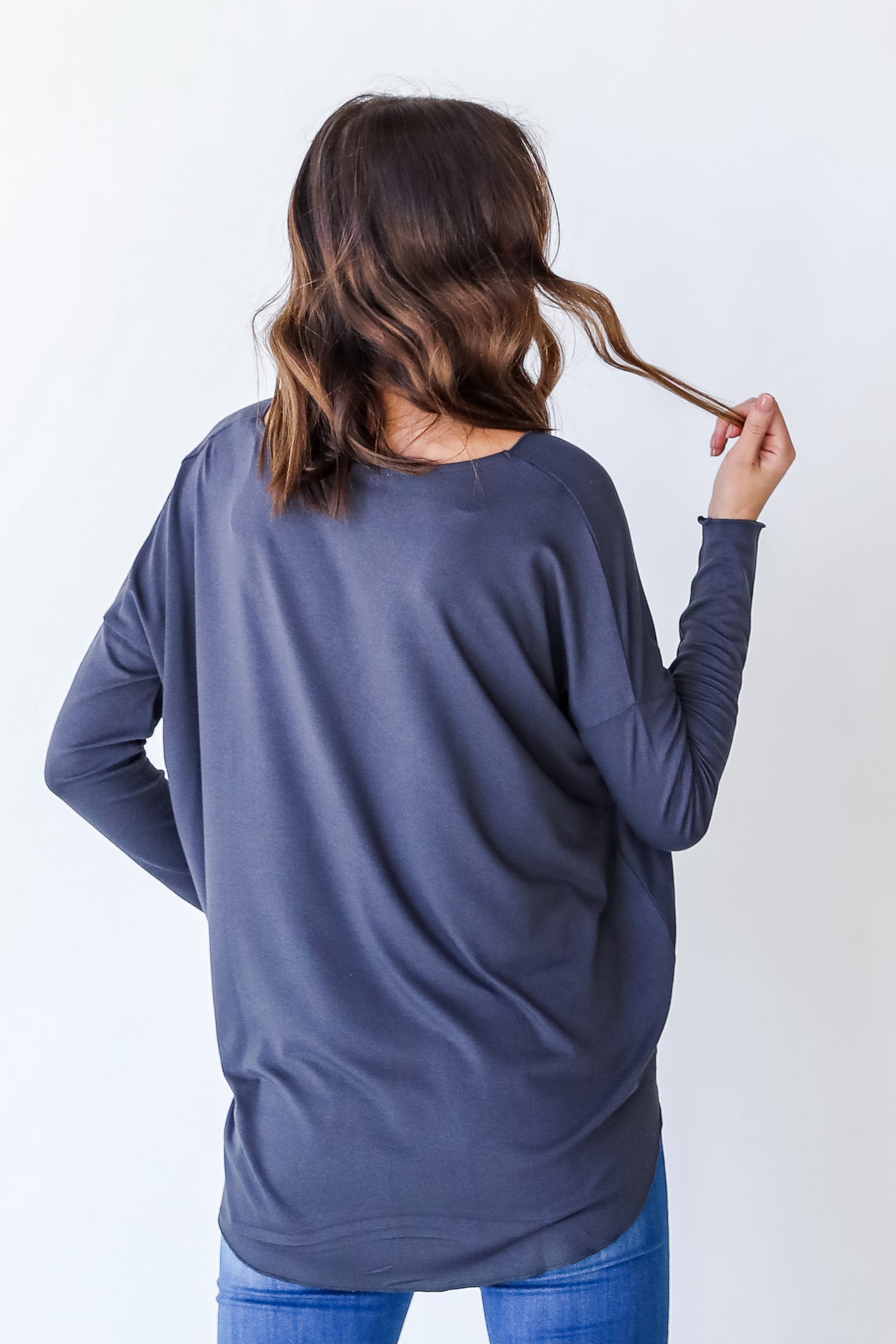 Surplice Top in charcoal back view