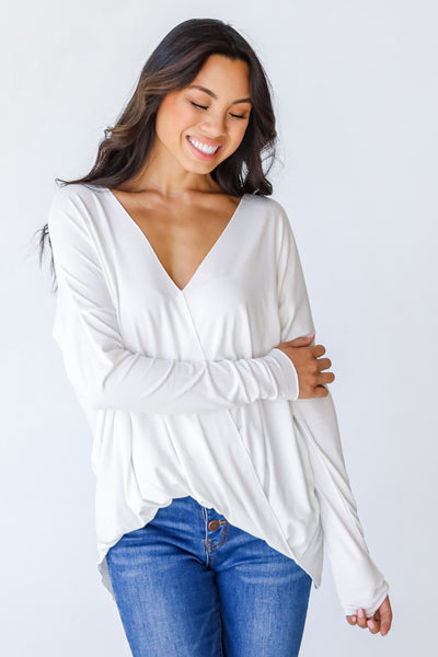 Surplice Top in white front view
