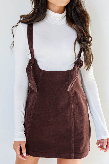 Corduroy Suspender Mini Dress close up