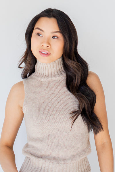 Sweater Tank in taupe front view
