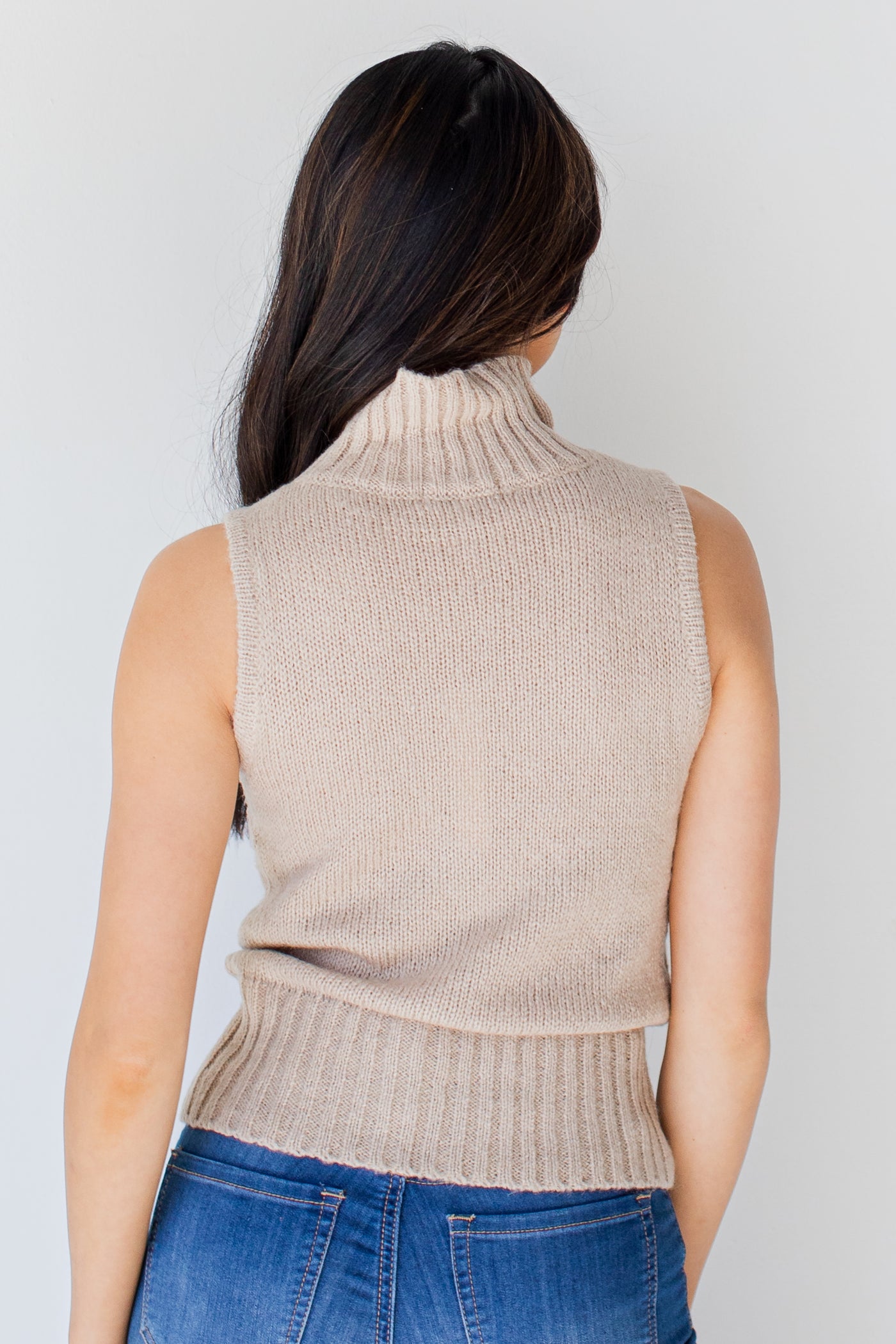 Sweater Tank in taupe back view