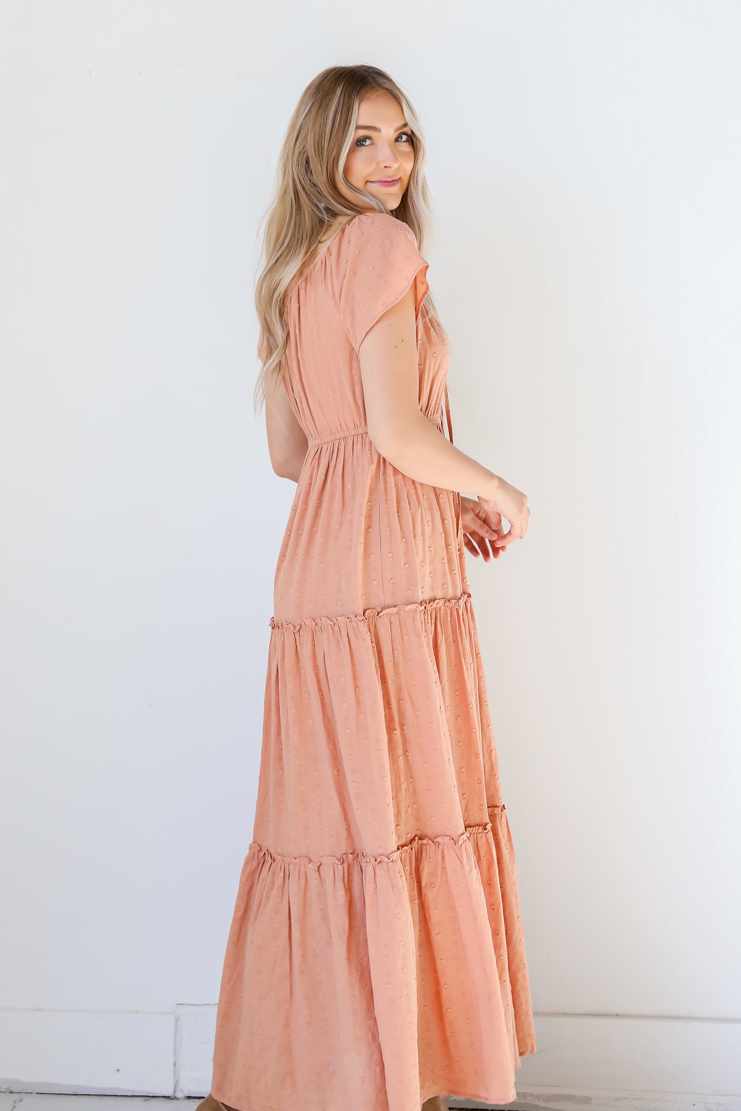 Swiss Dot Tiered Maxi Dress side view