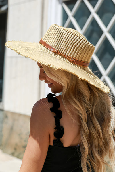 Frayed Straw Boater Hat side view