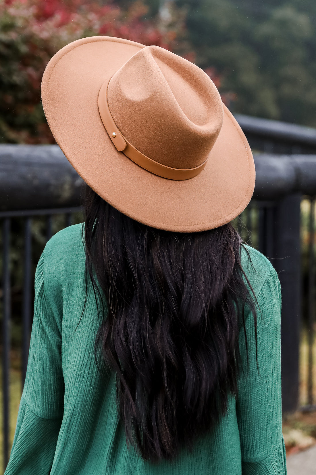 camel Wide Brim Banded Felt Hat