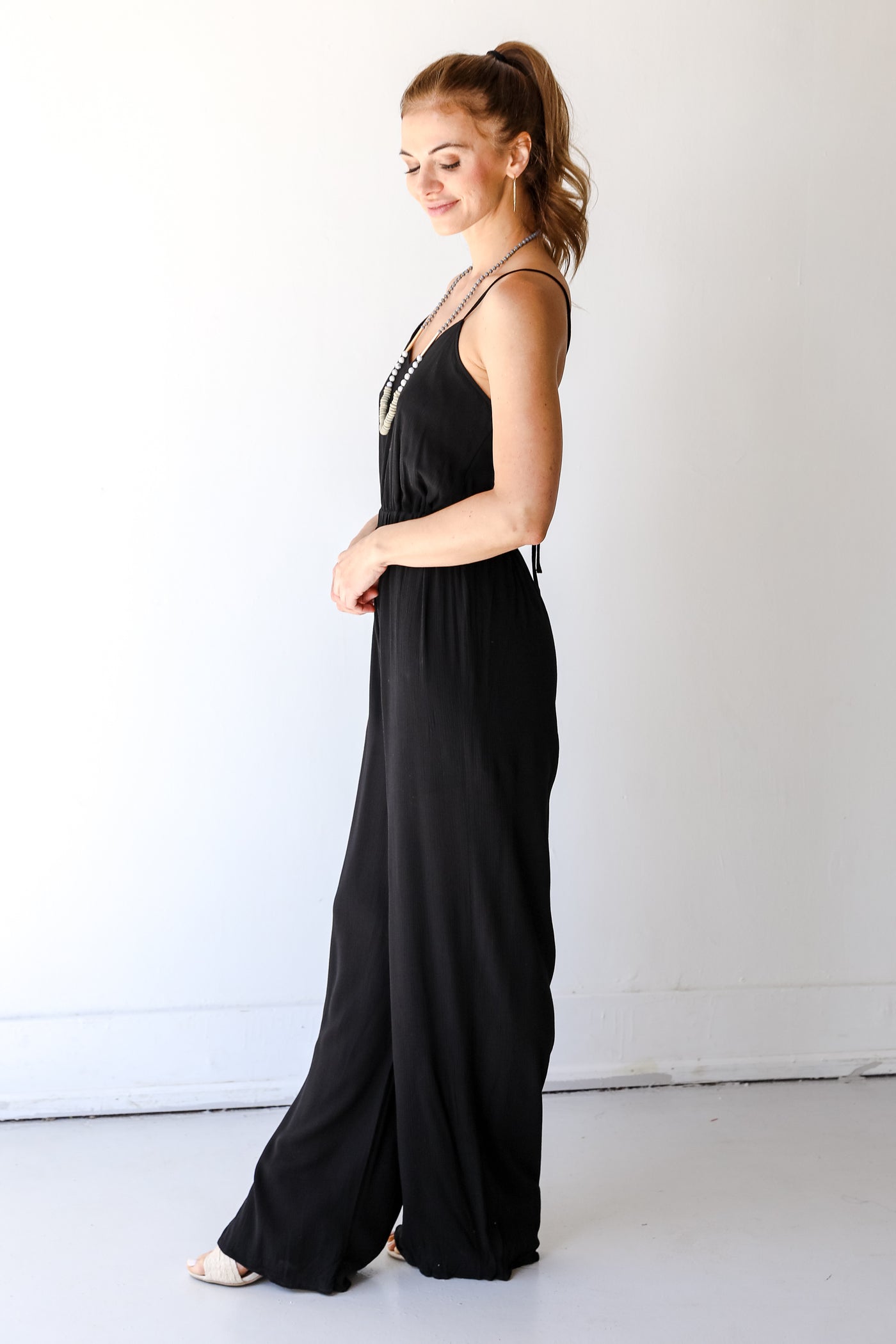 Jumpsuit in black side view