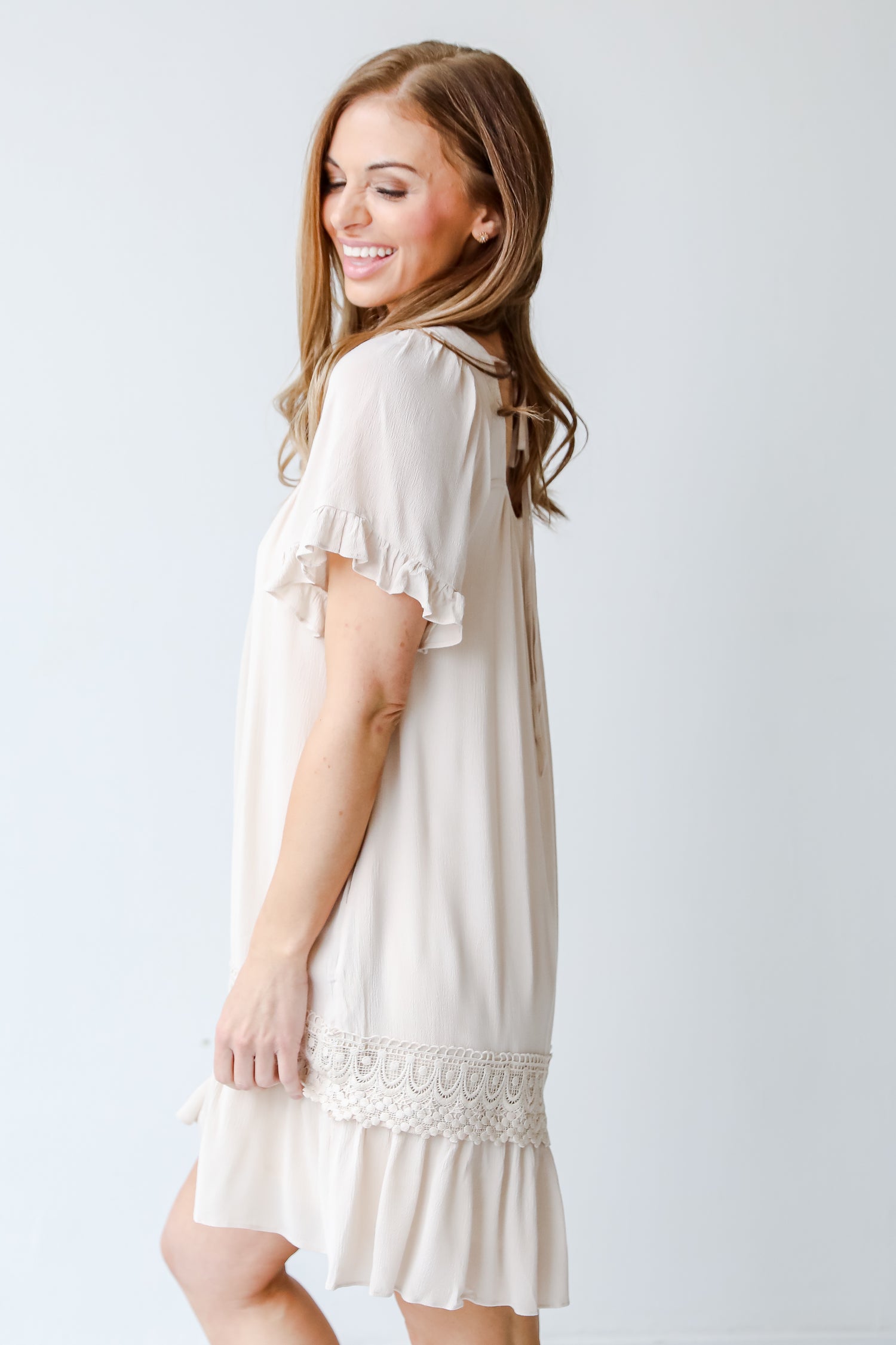 Crochet Lace Mini Dress side view