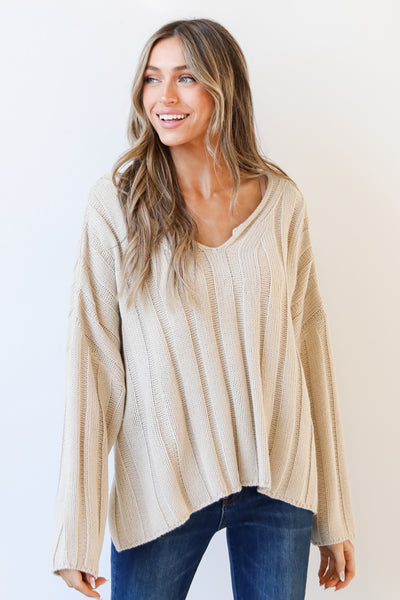 taupe Sweater on dress up model
