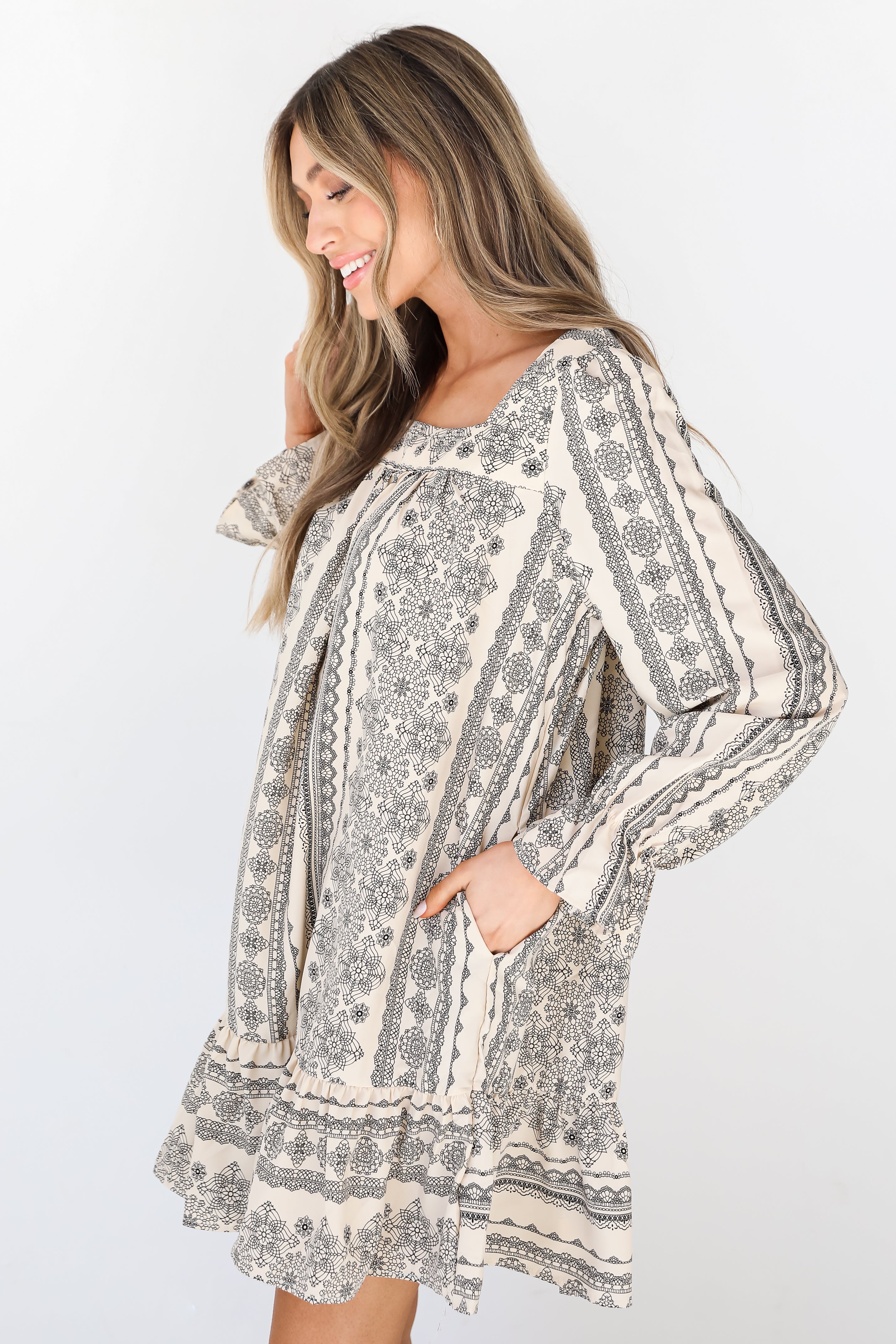 boho Mini Dress side view