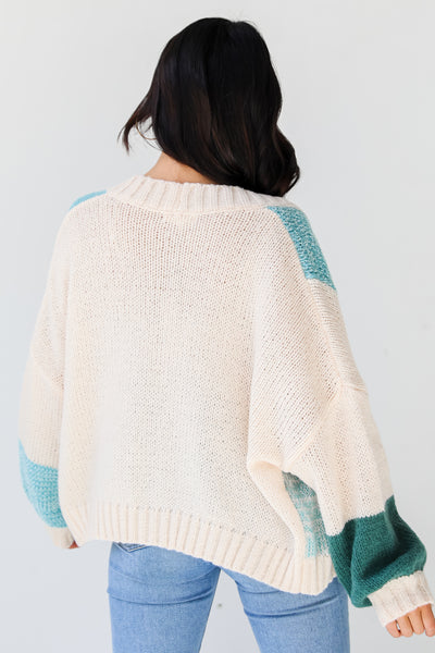 Cropped Checkered Sweater Cardigan back view