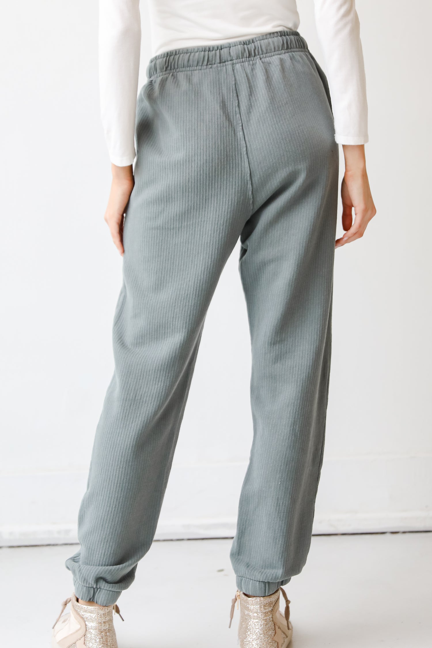 teal Joggers back view