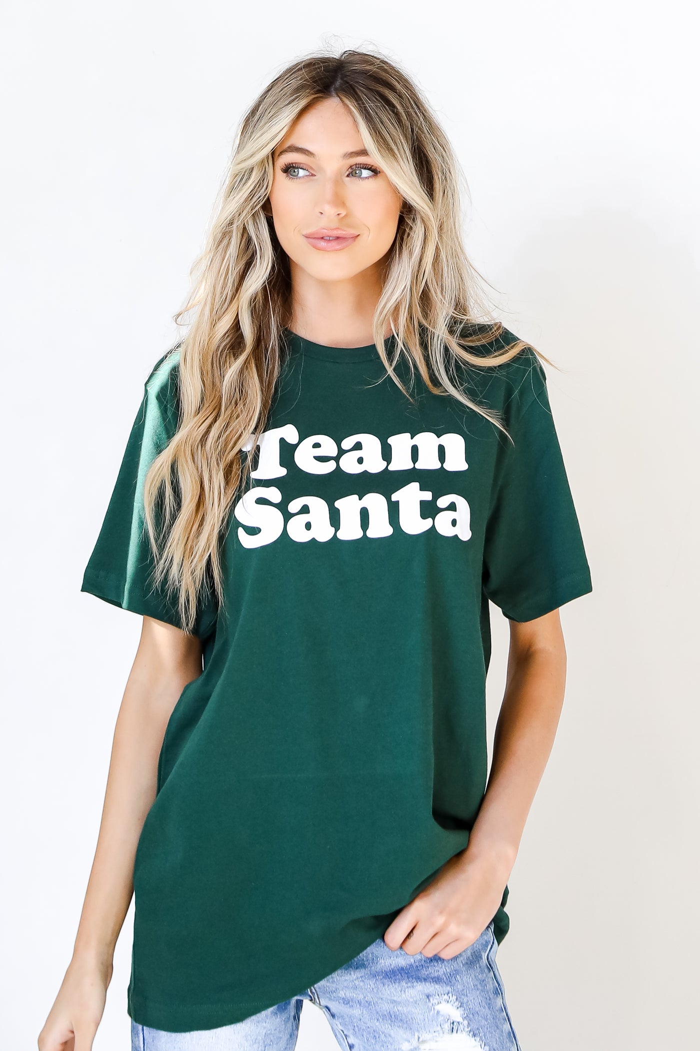 Team Santa Tee on model