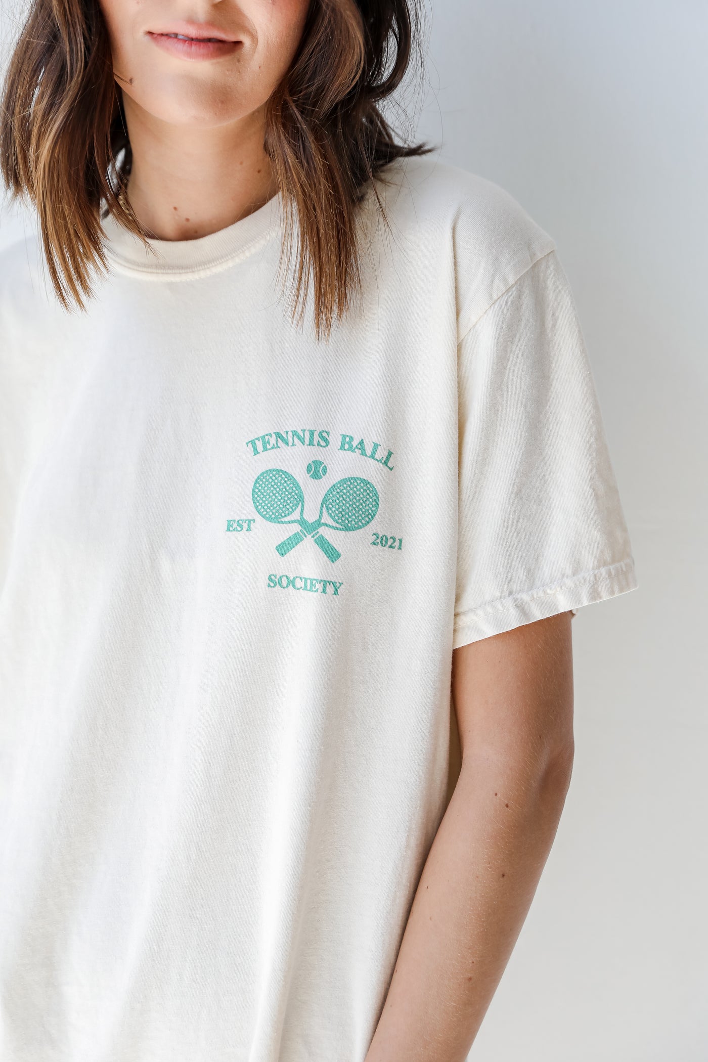 Tennis Ball Society Graphic Tee close up