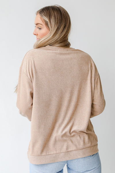 Terry Cloth Pullover in taupe back view