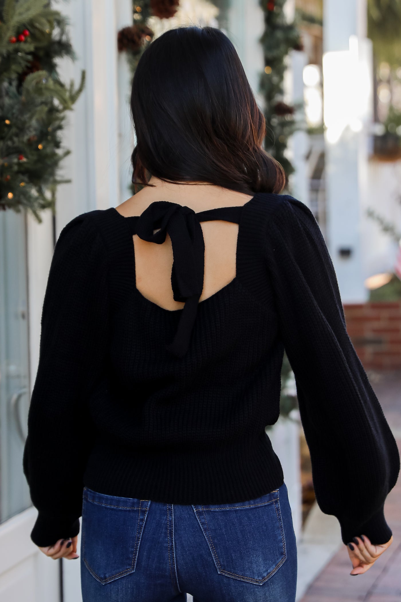 black Tie Back Sweater back view