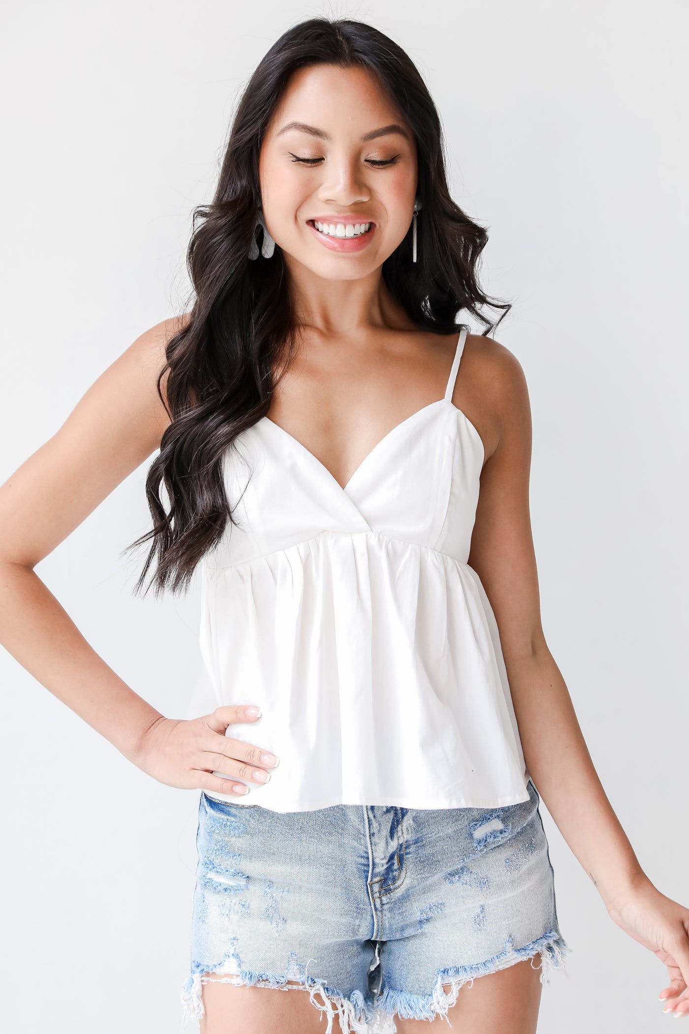 Babydoll Tank in white front view