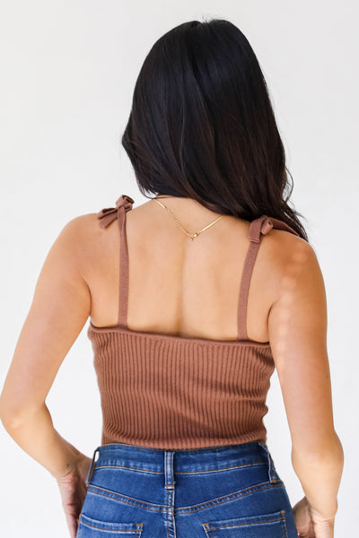 brown Tie-Strap Bodysuit back view