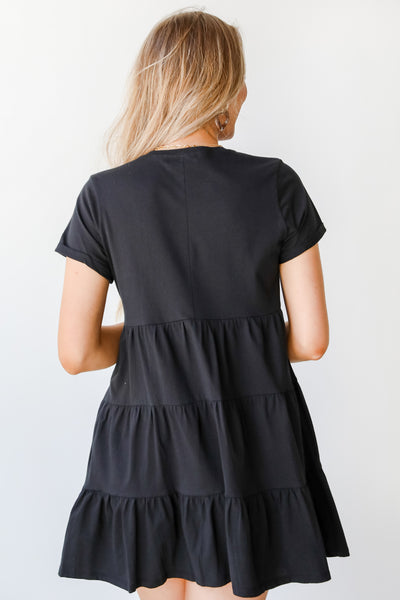 Tiered Mini Dress in black back view