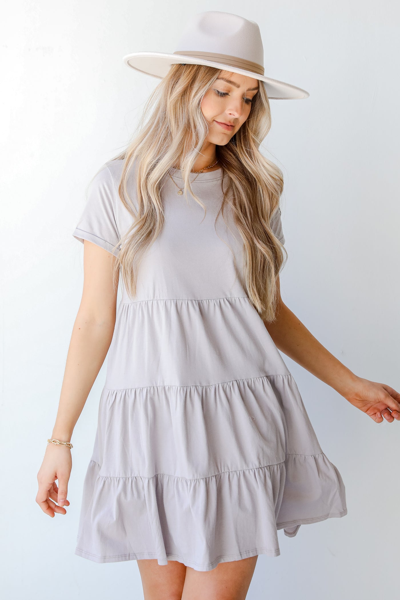 Tiered Mini Dress in grey