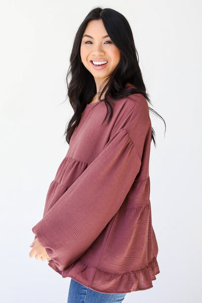mauve Tiered Blouse side view