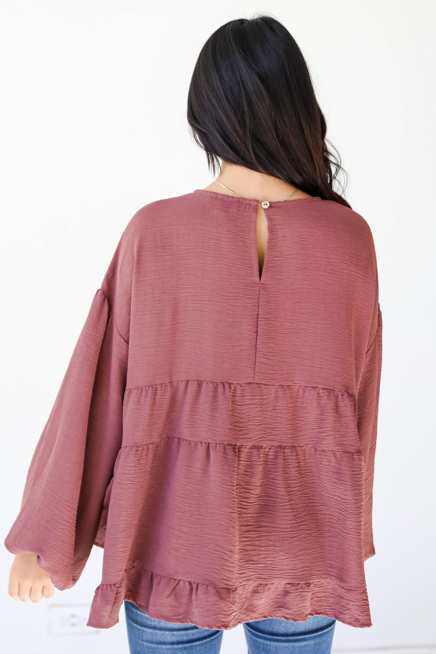 mauve Tiered Blouse back view