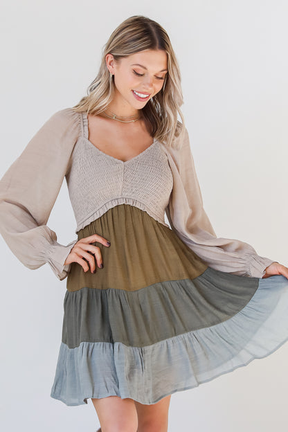 Tiered Color Block Mini Dress