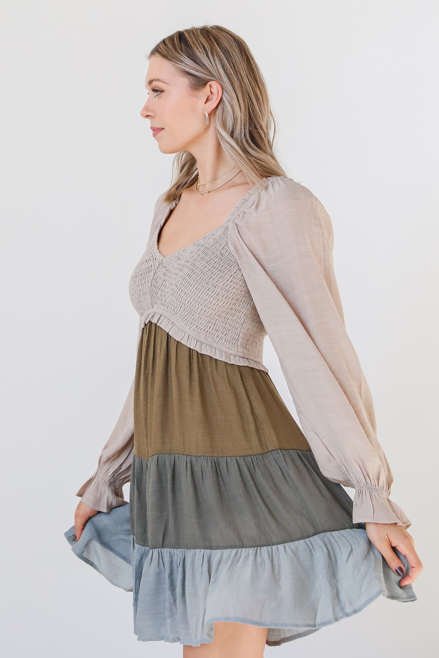 Tiered Color Block Mini Dress side view