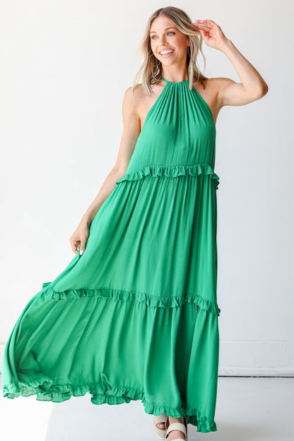 Tiered Maxi Dress in green