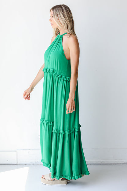 Tiered Maxi Dress in green side view