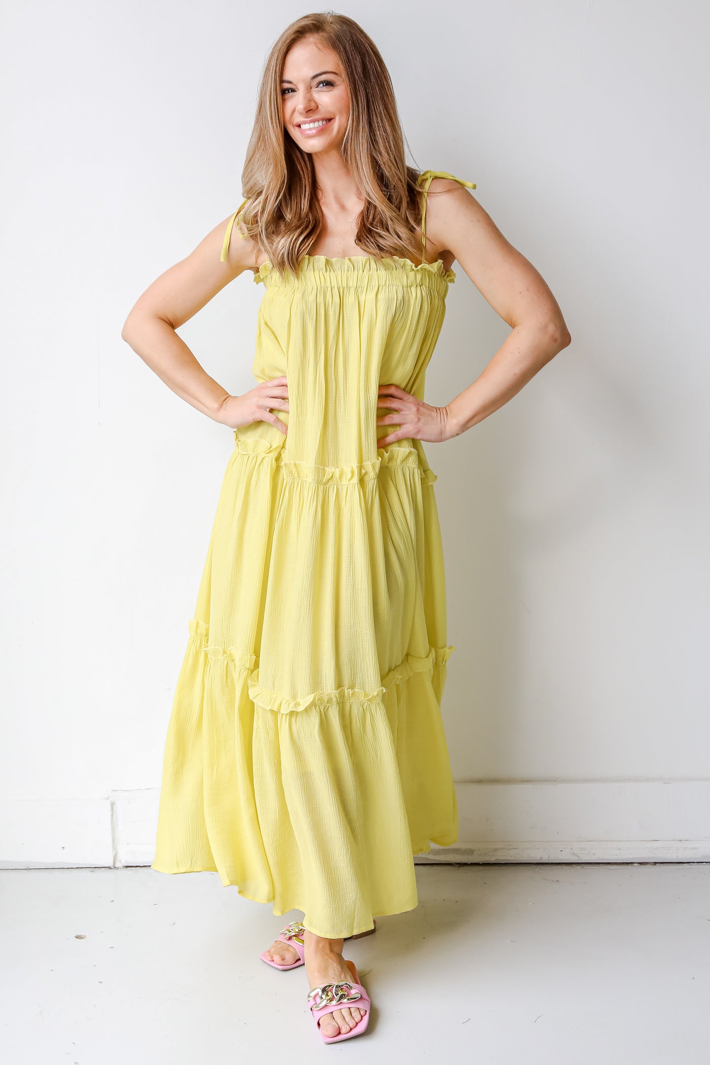 Tiered Maxi Dress in yellow