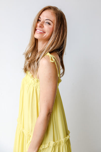 Tiered Maxi Dress in yellow close up