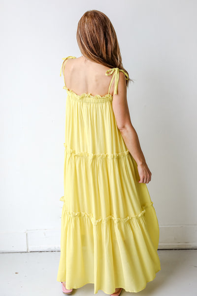 Tiered Maxi Dress in yellow back view