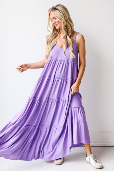 purple Tiered Maxi Dress