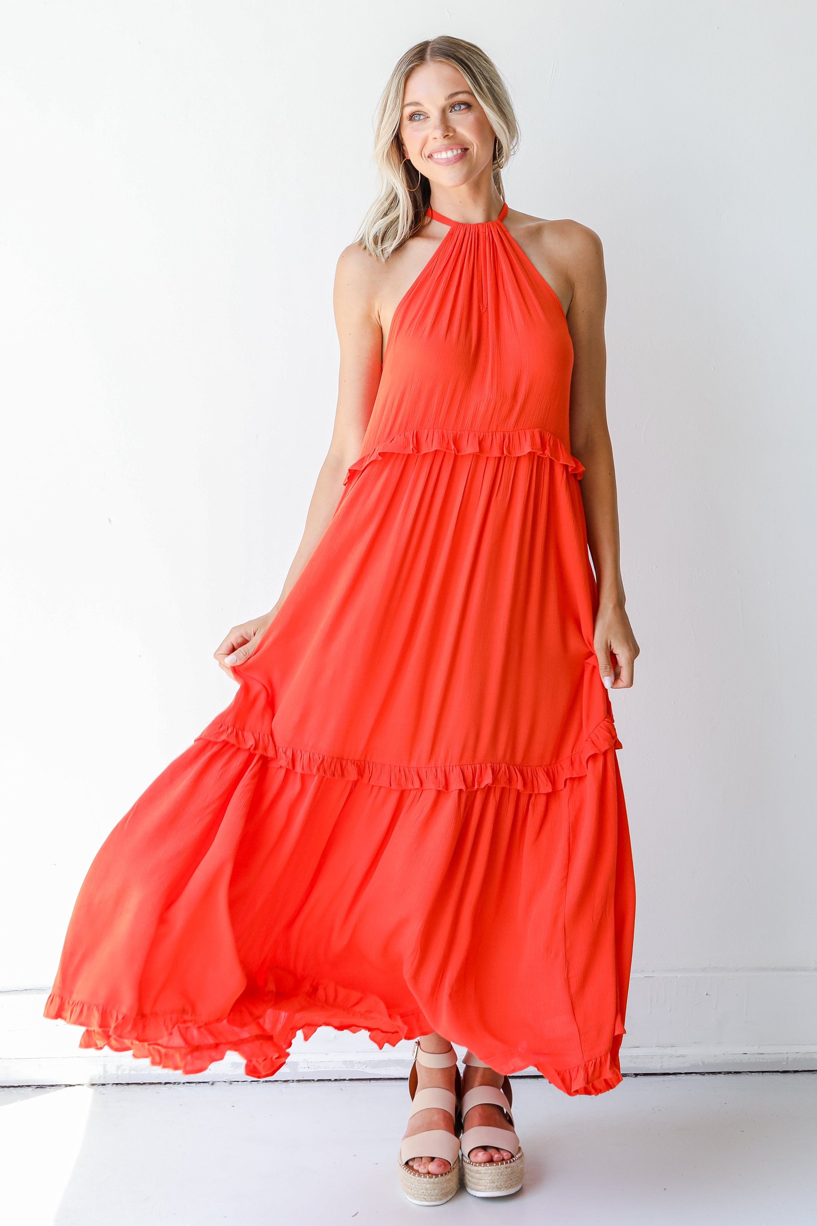 Tiered Maxi Dress in orange